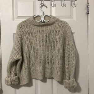 Off White Fluffy Chunky Knit Sweater Oversized